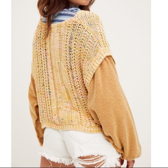 NWT Free People Honey Cable Pullover / Honeycomb - Picture 3 of 10